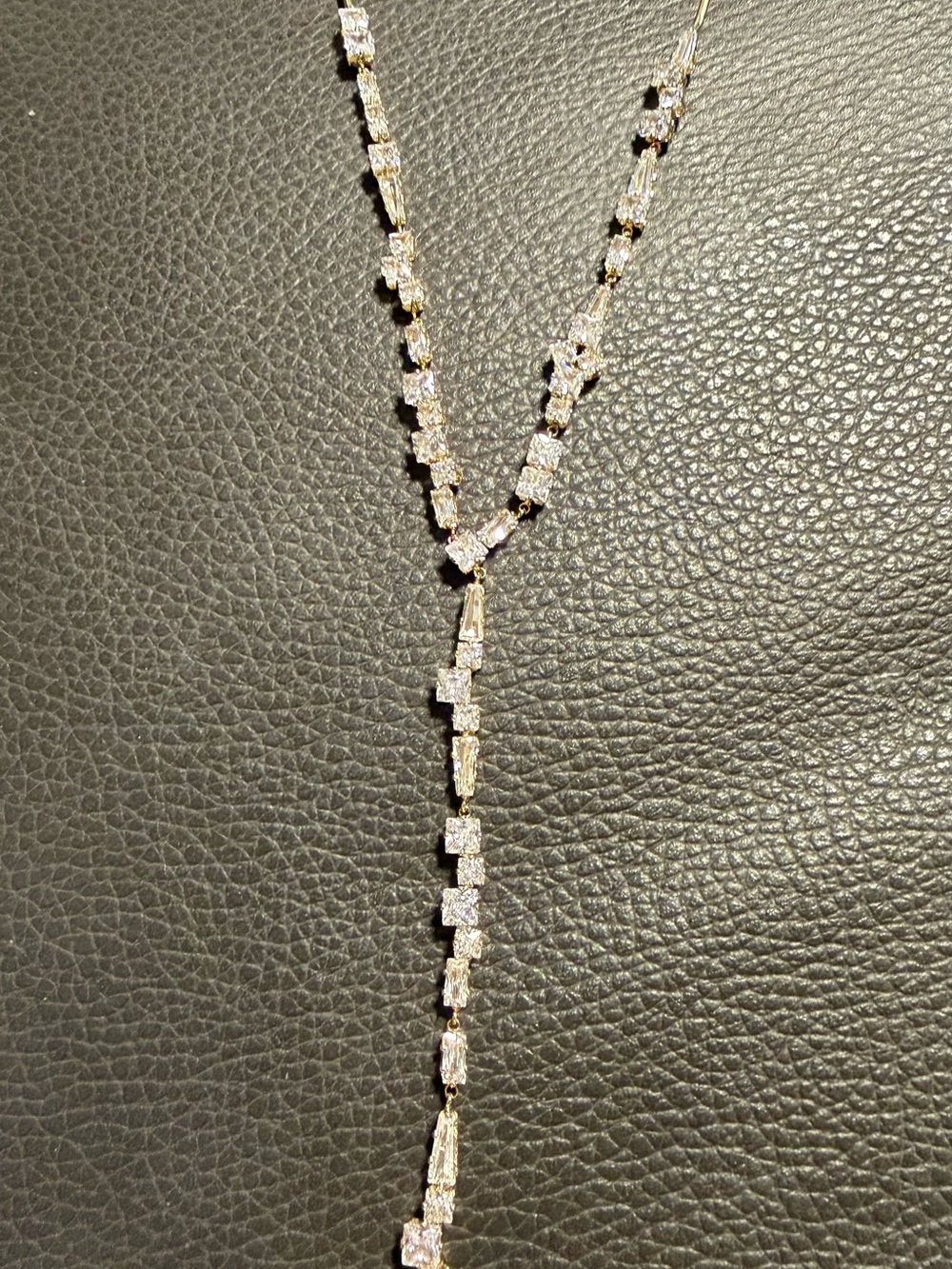 Gold-Tone Sparkling Y-Drop Necklace with Cubic Stones - Women's Jewelry